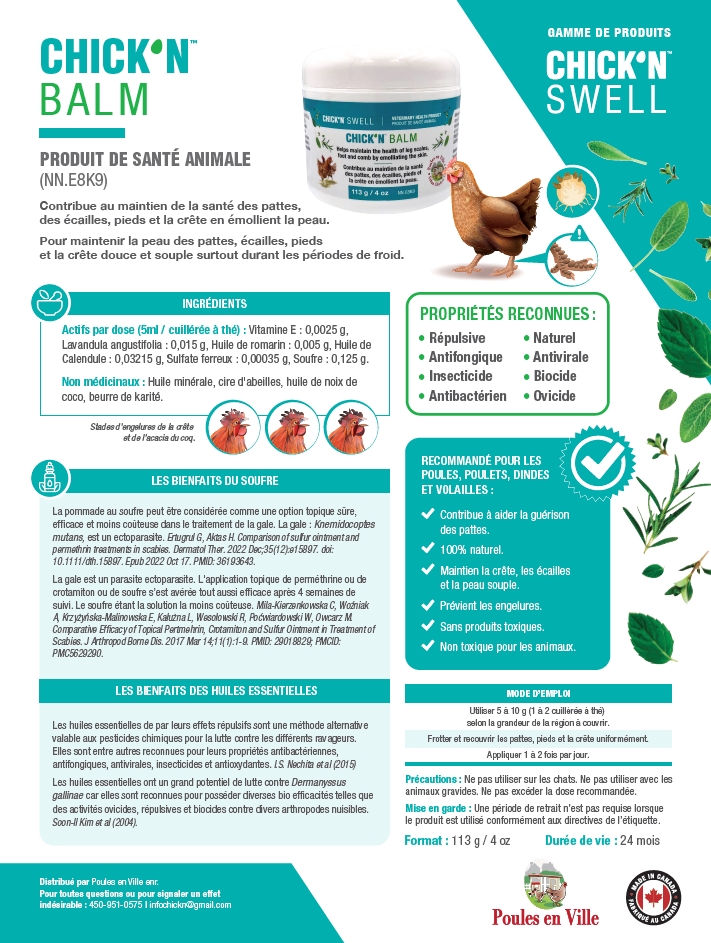 Bienfaits et ingredients chickn balm soin pattes poules chickn swell plumes champetres