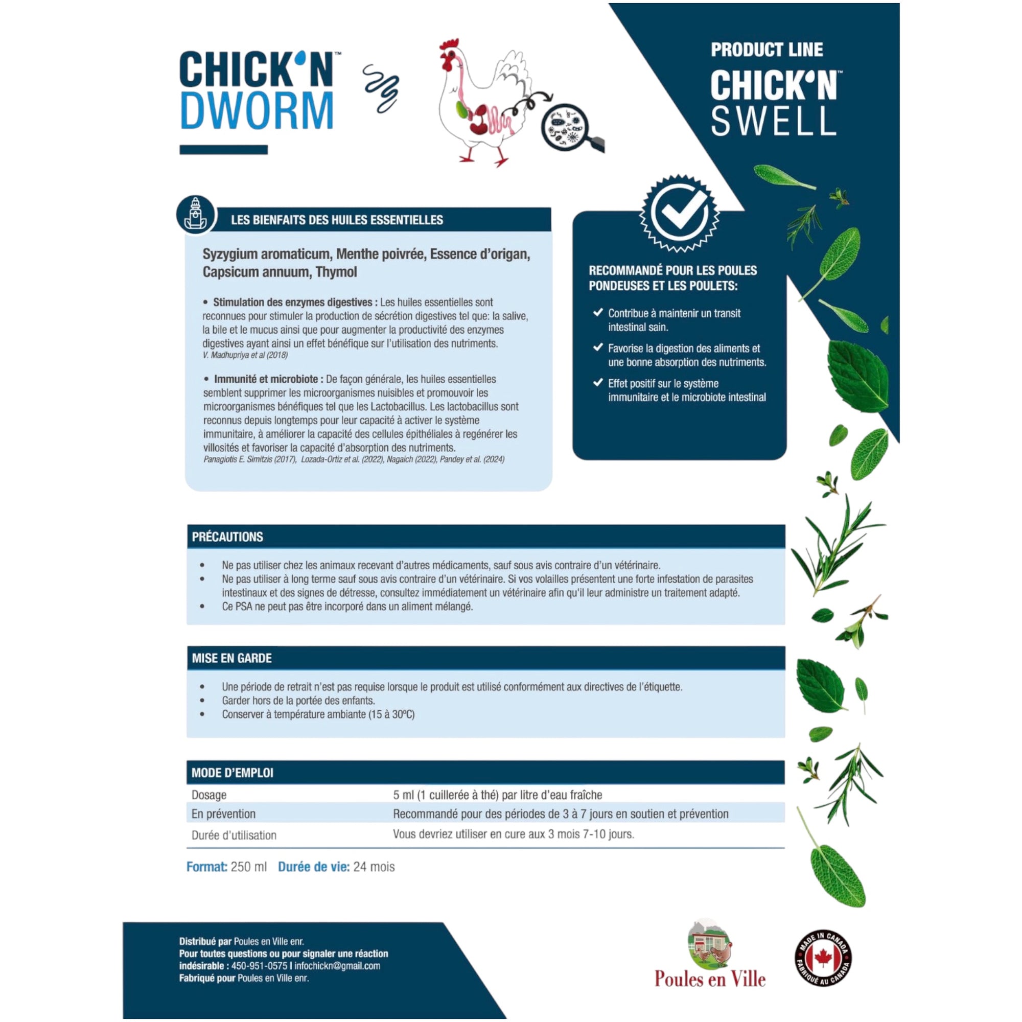 Bienfaits et précautions - Chick'N Dworm - Chick'N Swell - Plumes Champêtres