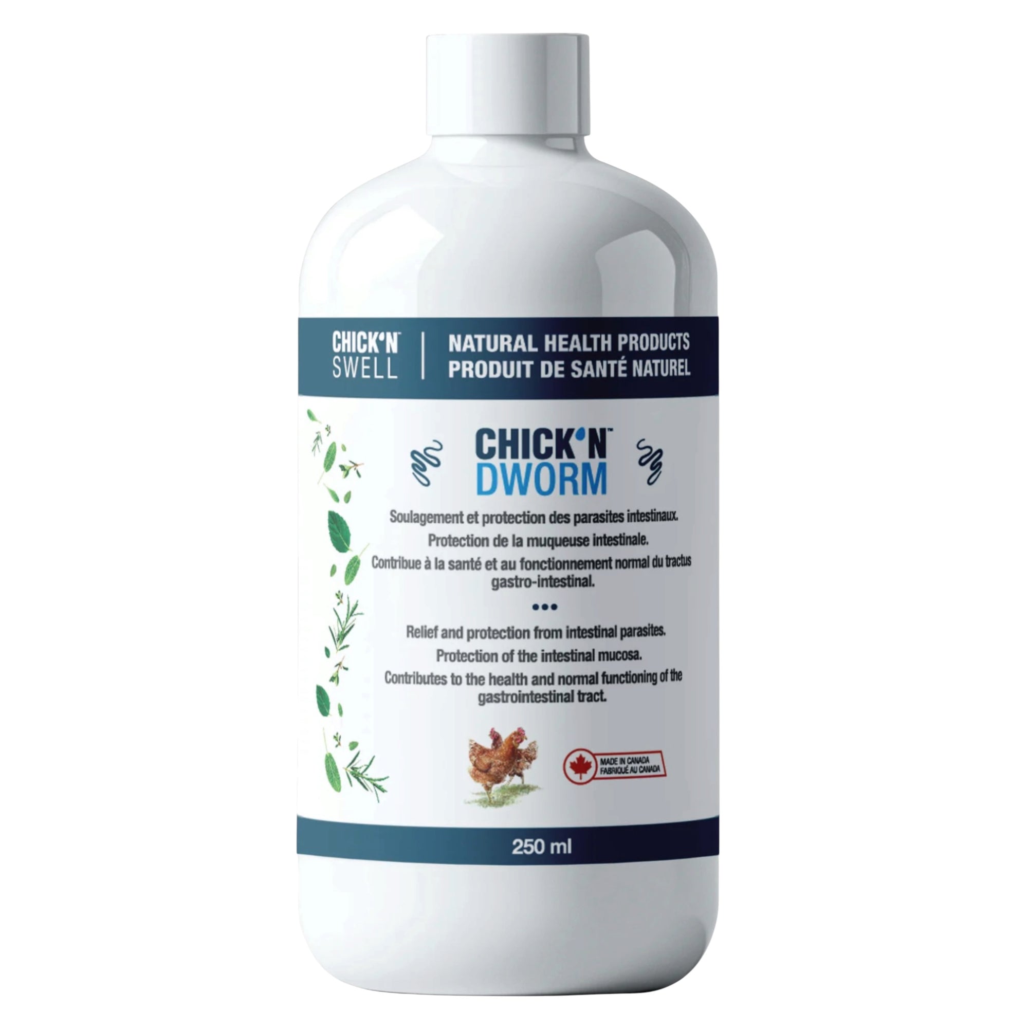 Chick'N Dworm - Prévention parasites poules - bouteille 250ml - Chick'N Swell - Plumes Champêtres