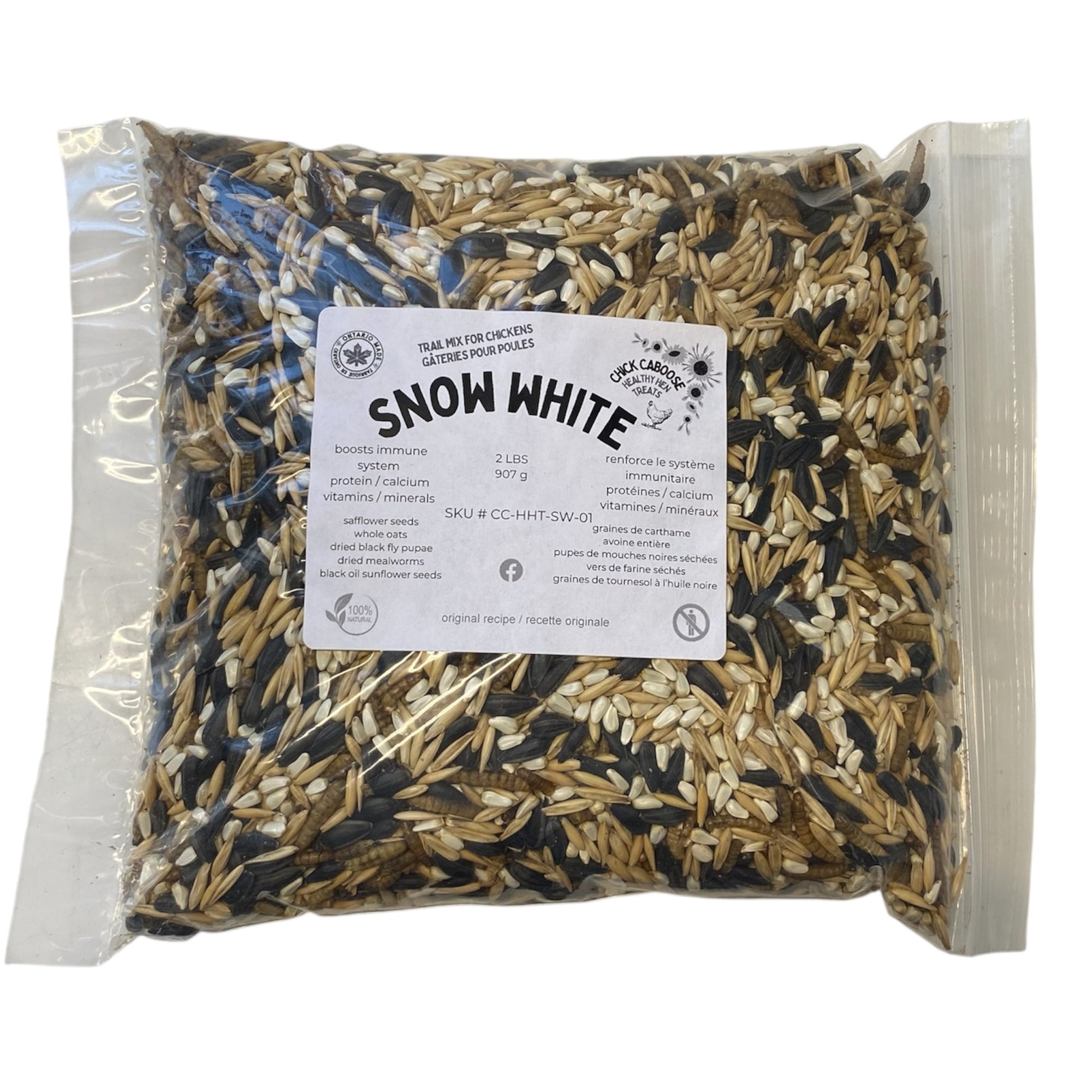 Gaterie sante pour poules snow white chick caboose sac 2lbs grains insectes
