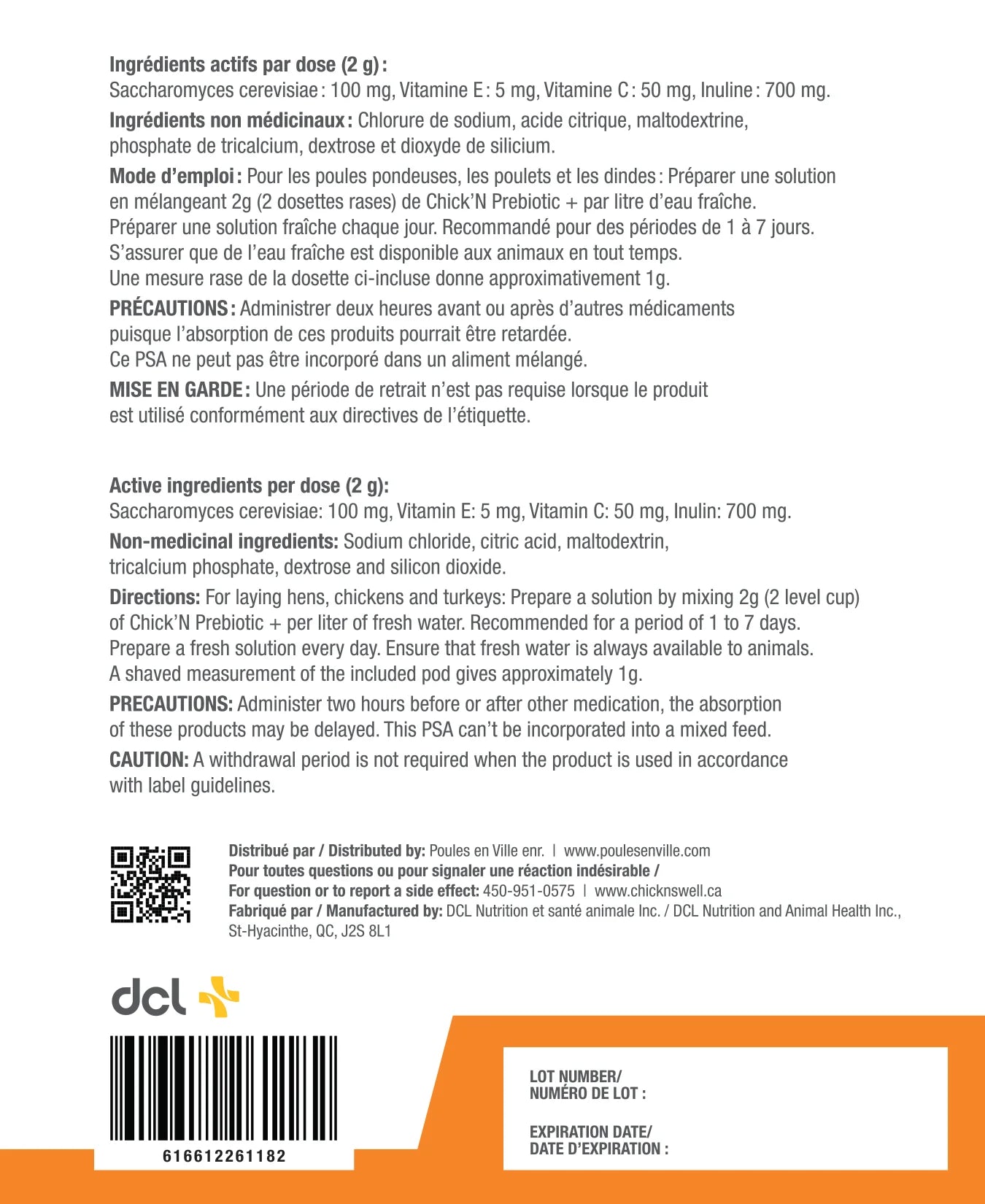 Ingredients actifs mode emploi chickn prebiotic+ chickn swell