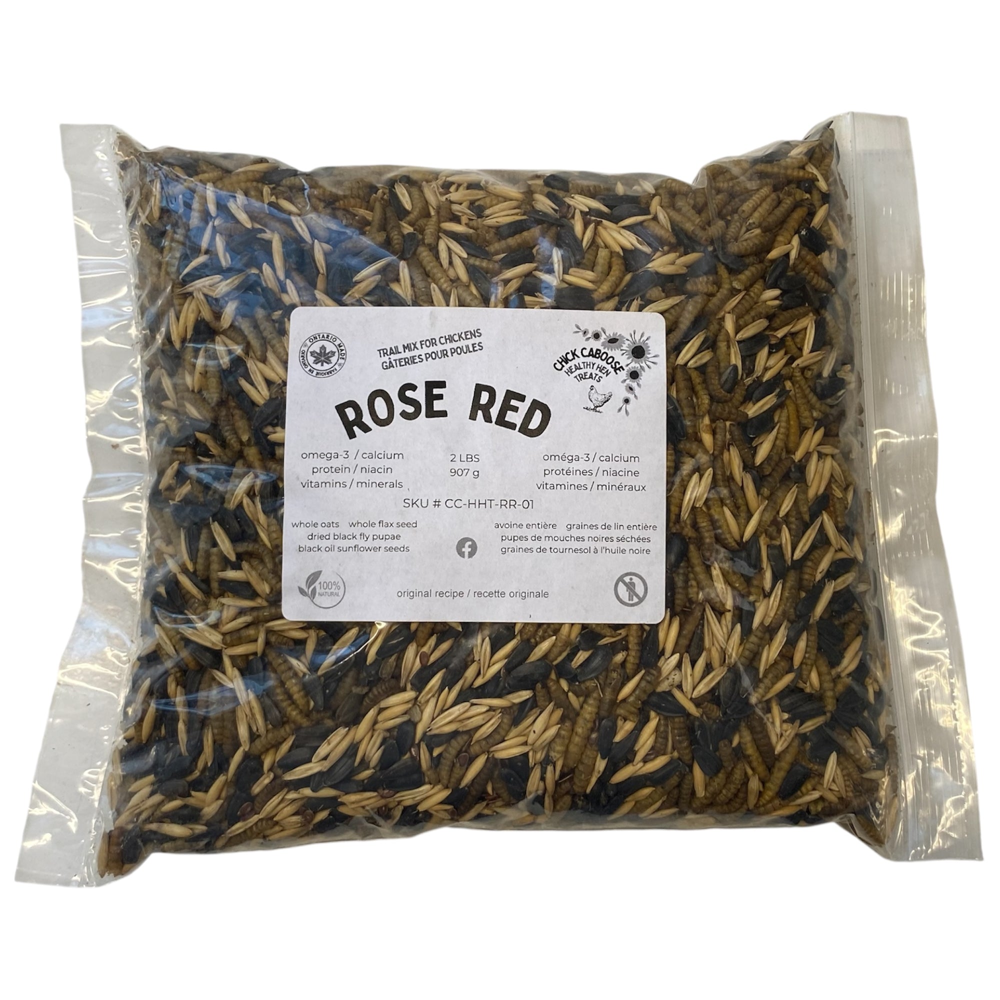 Rose Red sac 2lbs gateries sante pour poules plumes champetres insectes et graines