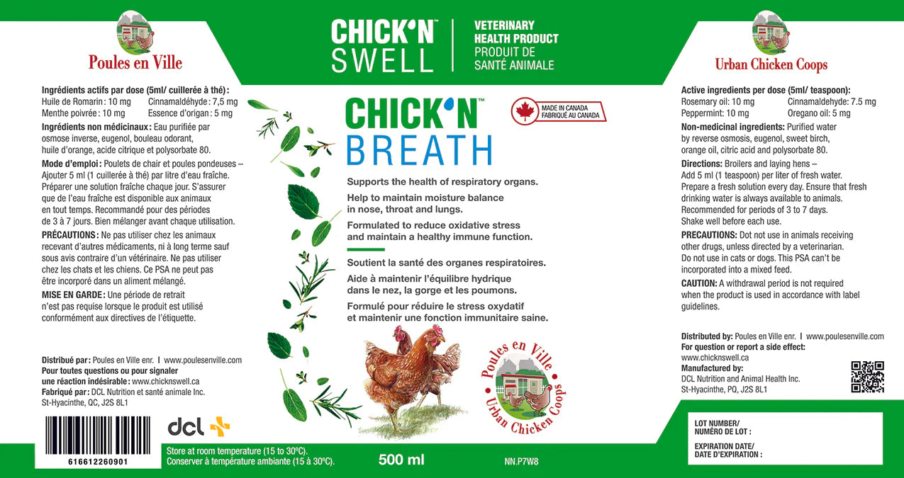 etiquette detaillee chick n breath supplement poules chick n swell